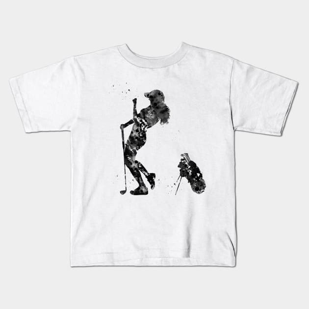 Girl golfer Kids T-Shirt by erzebeth